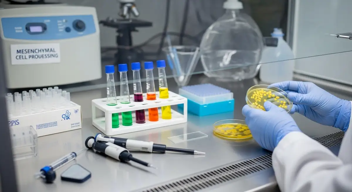 Células mesenquimais de gordura na mão