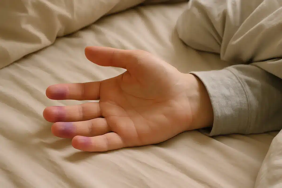 Pontas dos dedos dormentes ao acordar